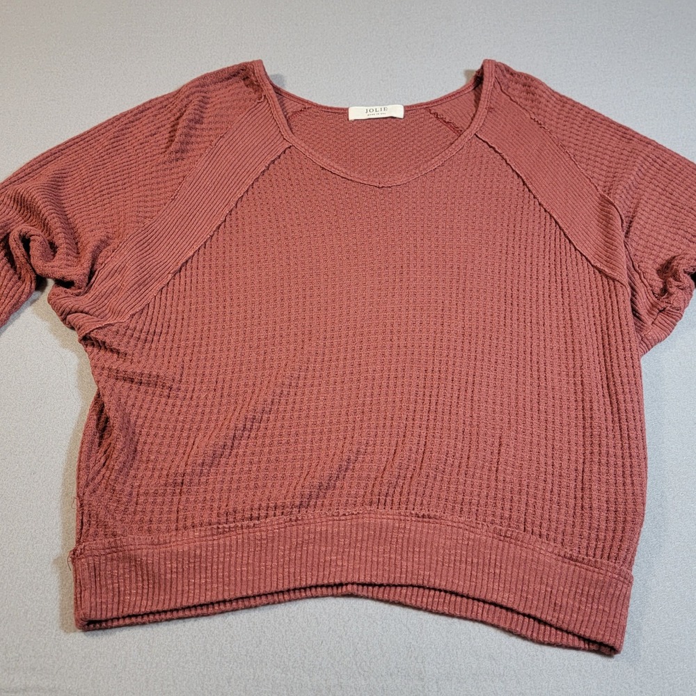 Anthropologie Jolie Shirt Made In USA Waffle‎ Knit Long Sleeve Top Women's Small